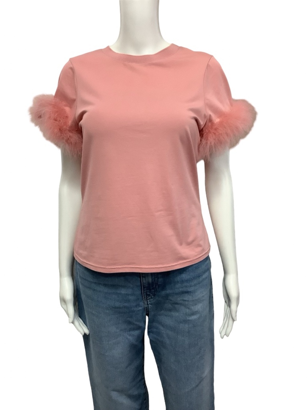 cinq a sept Zoie Crew Neck Feather Trimmed Top w/Tags Size: M